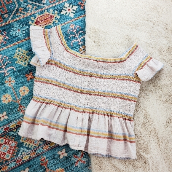 American Eagle Multicolor Stripe Smocked Top Small - Picture 6 of 6